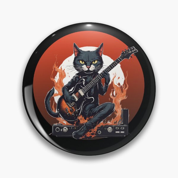 Item preview, BLACK GUITARIST CAT – rock cat - heavy metal cat - guitarist cat designed and sold by Musicians-world.