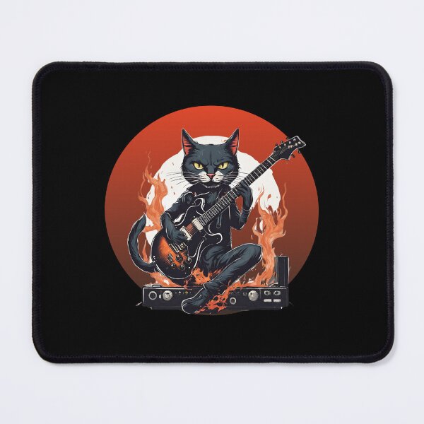 Item preview, BLACK GUITARIST CAT – rock cat - heavy metal cat - guitarist cat designed and sold by Musicians-world.
