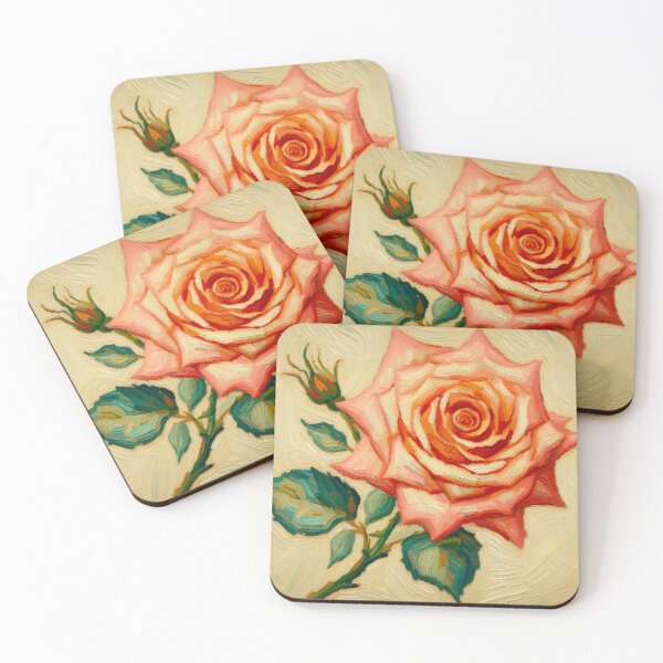 Item preview, Peach Rose with Neutral Background Oil Painting - A Peach Rose Study designed and sold by Star-Fragment.