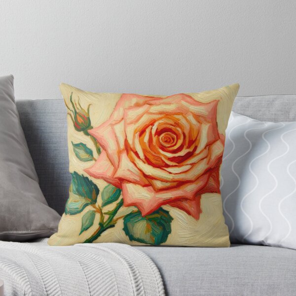 Item preview, Peach Rose with Neutral Background Oil Painting - A Peach Rose Study designed and sold by Star-Fragment.