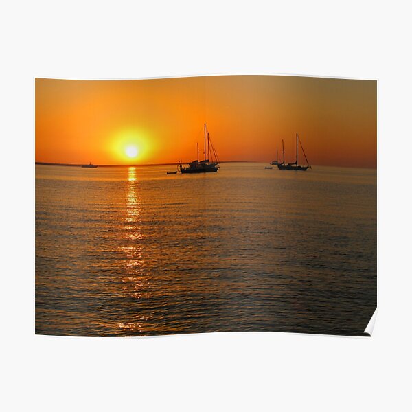 Sailboats at Sunset II Poster