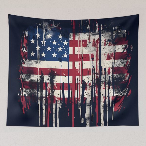 Item preview, abstract american flag watercolor print designed and sold by dcrc.