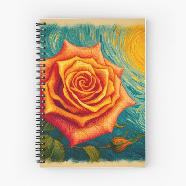 Item preview, Sunset Van Gogh Style Rose with Background Oil Painting - A Peach Rose Study designed and sold by Star-Fragment.