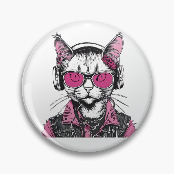 Item preview, PINK PUNK CAT – punk cat – pink cat designed and sold by Musicians-world.