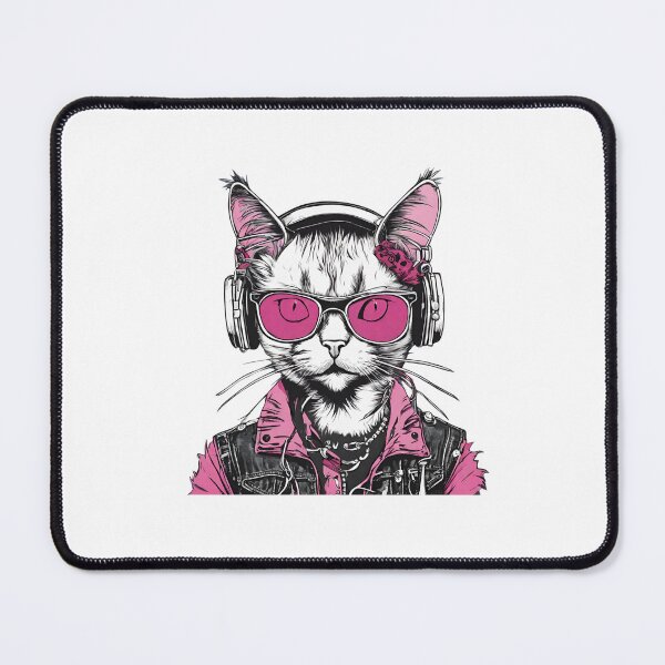 Item preview, PINK PUNK CAT – punk cat – pink cat designed and sold by Musicians-world.