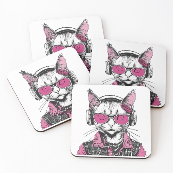 Item preview, PINK PUNK CAT – punk cat – pink cat designed and sold by Musicians-world.