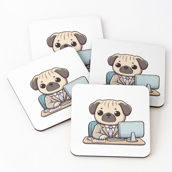 Artikelvorschau, Pug in suit and tie sitting at desk entworfen und verkauft von UmbrellaStudio1.