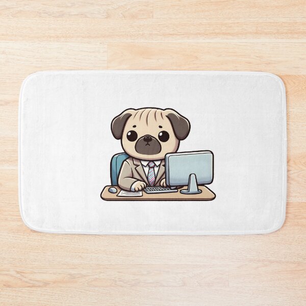 Item preview, Pug in suit and tie sitting at desk  designed and sold by UmbrellaStudio1.