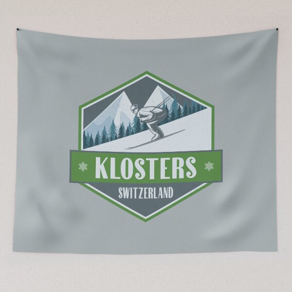 Item preview, Klosters Switzerland Vintage Skiing Design designed and sold by CynthiaGraphics.