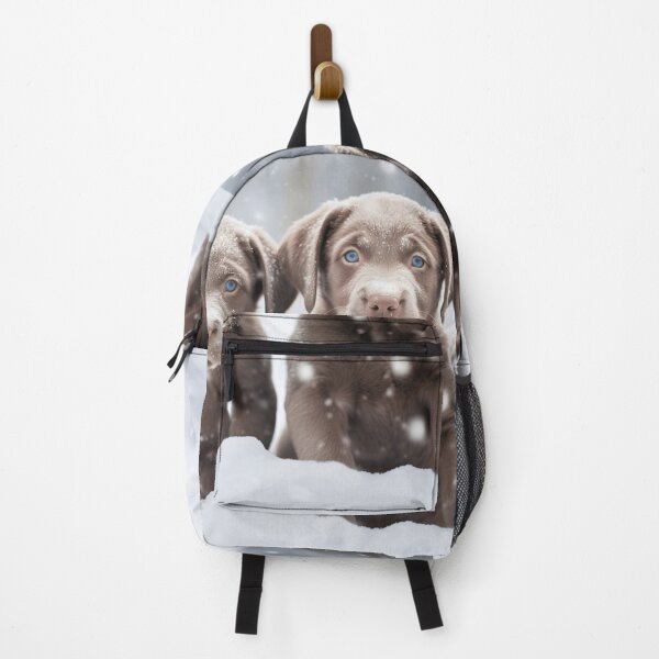 Item preview, Group of cute and adorable chocolate brown labrador retriever puppies in the snow photography designed and sold by NBSStore.