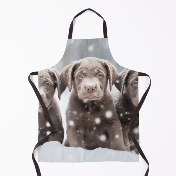 Item preview, Group of cute and adorable chocolate brown labrador retriever puppies in the snow photography  designed and sold by NBSStore.
