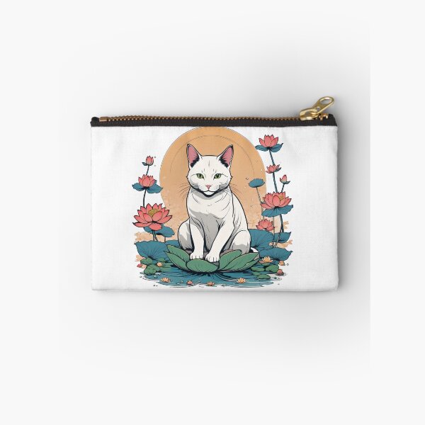 Item preview, Japanese cat on lotus flowers designed and sold by LovelyCow.