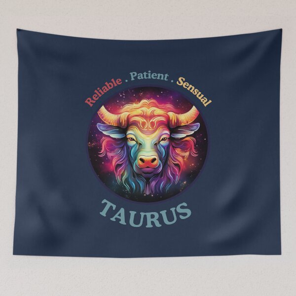 Item preview, Vibrant  Daily Horoscopes Taurus zodiac- Horescope/SunSign Theme  on blue back ground designed and sold by CosmicNook1.