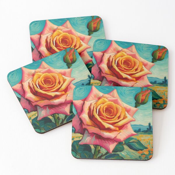 Item preview, Pink Rose in a Field Oil Painting - A Peach Rose Study - Van Gogh Style designed and sold by Star-Fragment.