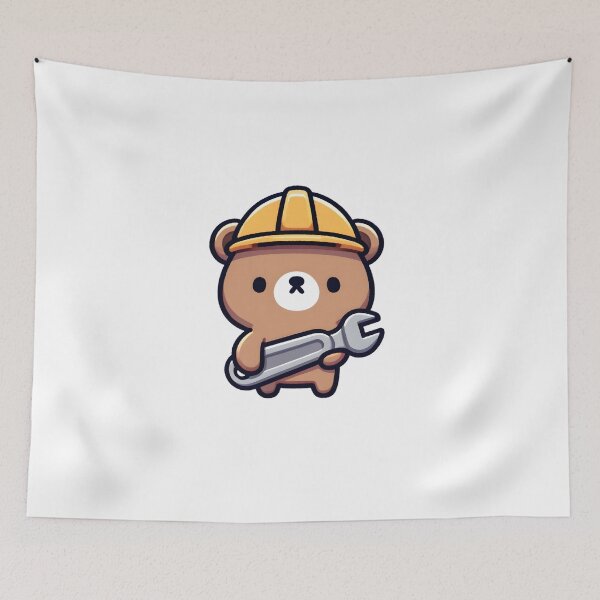 Artikelvorschau, Bear wearing hard hat and holding wrench entworfen und verkauft von UmbrellaStudio1.