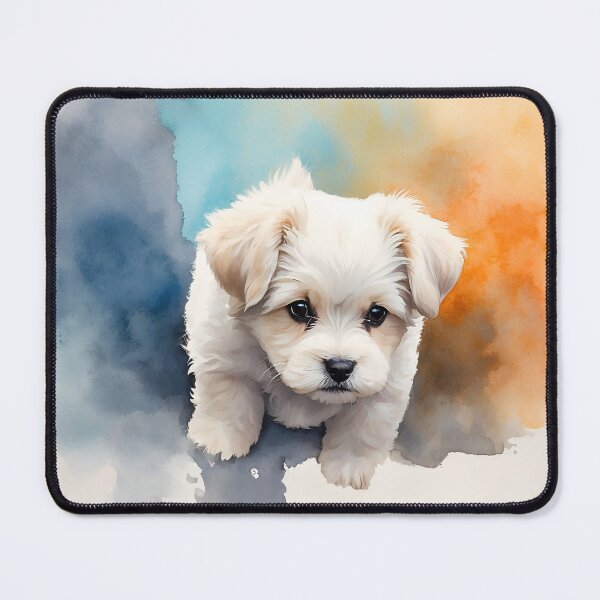 Item preview, Maltese mix puppy on a watercolor Background designed and sold by RailtonArt.