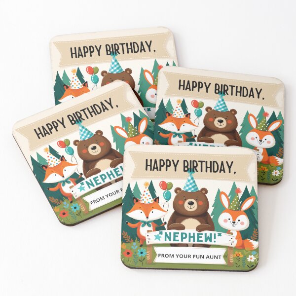 Item preview, Woodland Party - Happy Birthday Nephew from Your Fun Aunt - Charming Forest Friends Design designed and sold by Jurady.