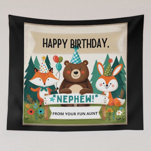 Item preview, Woodland Party - Happy Birthday Nephew from Your Fun Aunt - Charming Forest Friends Design designed and sold by Jurady.