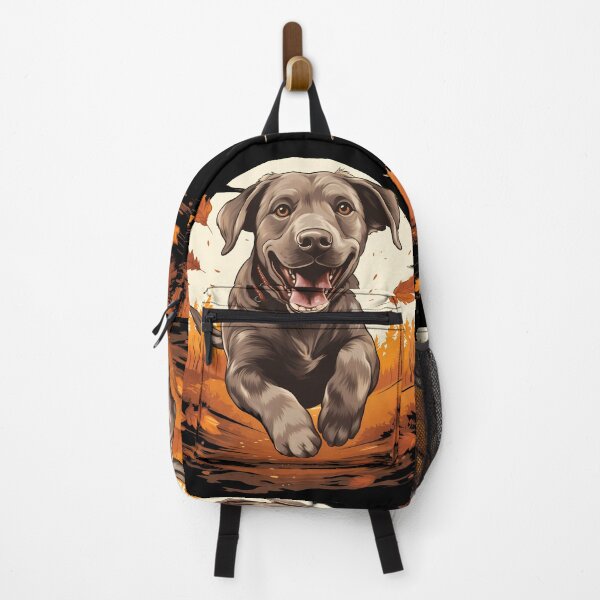 Item preview, Cute brown chocolate labrador retriever puppy running in autumn nature artwork designed and sold by NBSStore.
