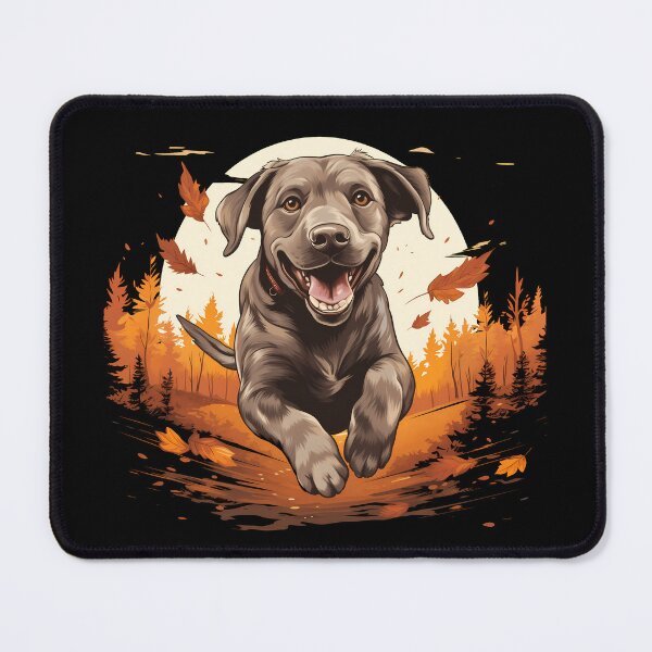 Item preview, Cute brown chocolate labrador retriever puppy running in autumn nature artwork designed and sold by NBSStore.