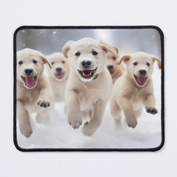 Item preview, Cute Golden Retriever Puppies Running In The Snow Photography designed and sold by NBSStore.