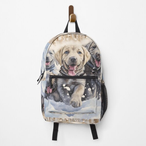 Item preview, Cute Golden Retriever Puppy Playing With Silver Retriever Puppies In The Snow Painting designed and sold by NBSStore.