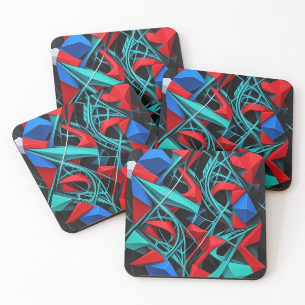 Item preview, Modern art fabric painting street wear in black red and blue designed and sold by Carlos Gudino.