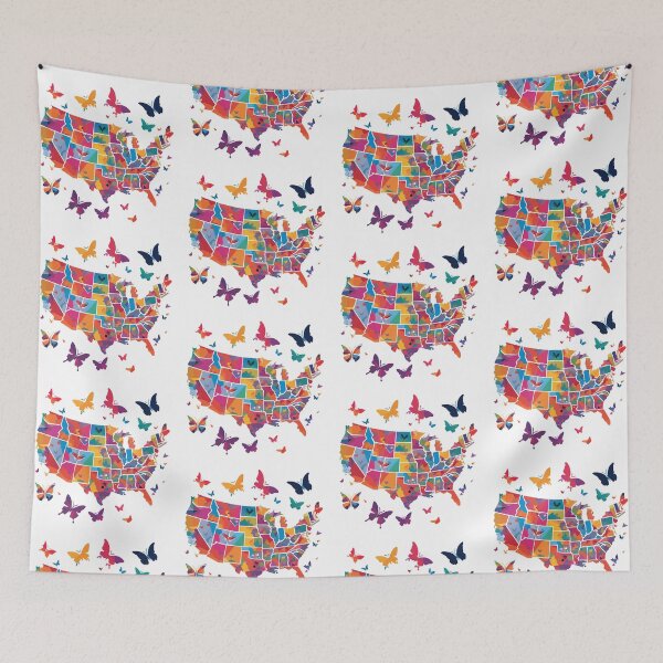 Item preview, Colorful Map of USA designed and sold by SAKADesignArt.