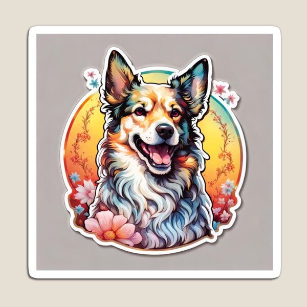Aperçu de l'œuvre Autocollant joli chien coloré créée et vendue par Jason200000.