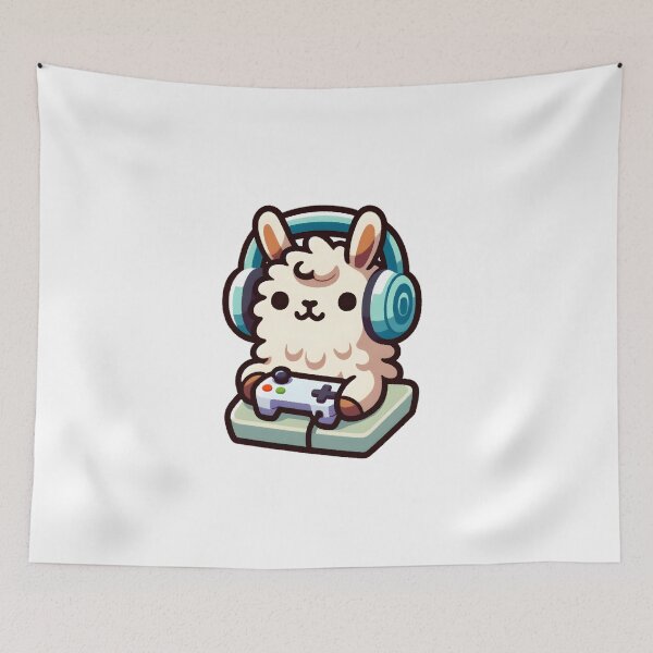 Artikelvorschau, Llama in Headphones Playing a Video Game entworfen und verkauft von UmbrellaStudio1.