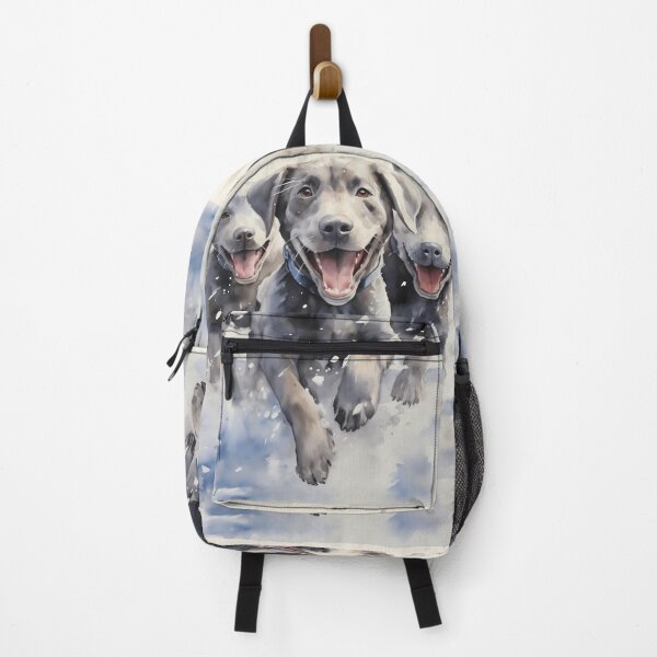 Item preview, Group of cute and adorable silver grey labrador retriever puppies in the snow painting designed and sold by NBSStore.