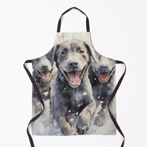Item preview, Group of cute and adorable silver grey labrador retriever puppies in the snow painting designed and sold by NBSStore.