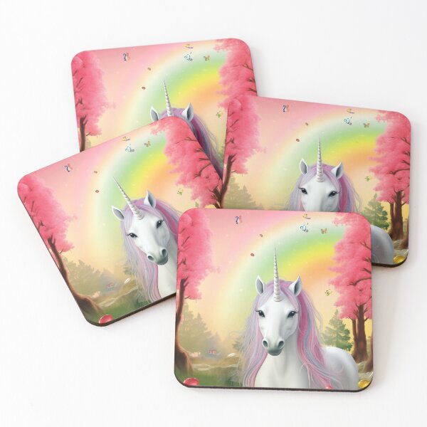Item preview, A white unicorn and a rainbow in the background. designed and sold by czintos.