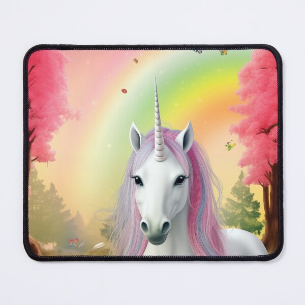 Item preview, A white unicorn and a rainbow in the background. designed and sold by czintos.
