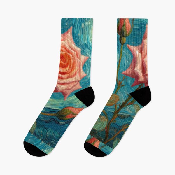 Item preview, Oil Painting of a Pink Rose on a Starry Night - A Pink Rose Study - Van Gogh Style - Different Pattern designed and sold by Star-Fragment.