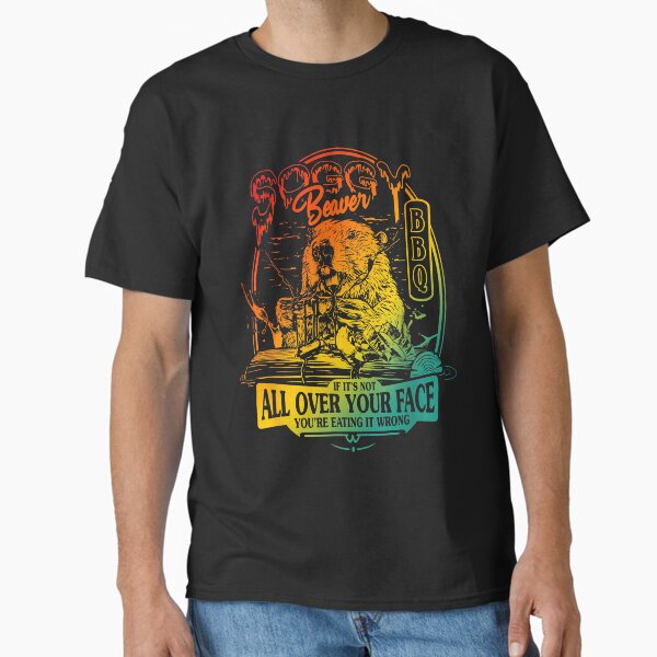 Vista previa del artículo con la obra «Soggy Beaver BBQ si no está en toda tu cara camiseta, camisa de barbacoa divertida, camisa de barbacoa, camiseta de fiesta de barbacoa, regalo del Día del Padre», diseñado y vendido por monicafarring.