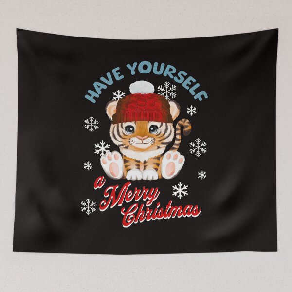 Item preview, Have Yourself a Merry Christmas Tiger designed and sold by TigerRoseStudio.