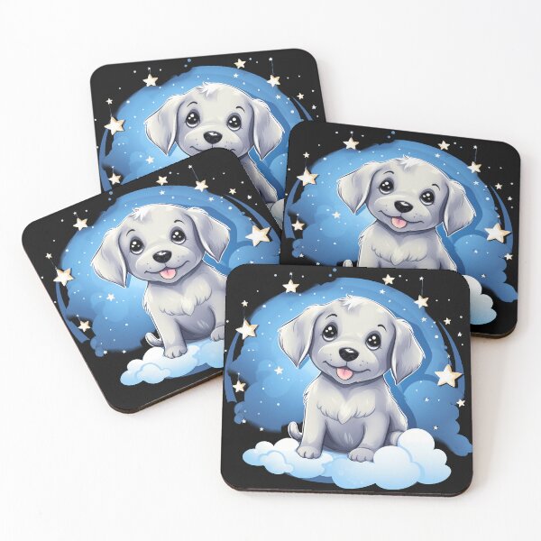 Item preview, Cute silver labrador retriever grey puppy smiling on clouds with starry sky in the background  designed and sold by NBSStore.