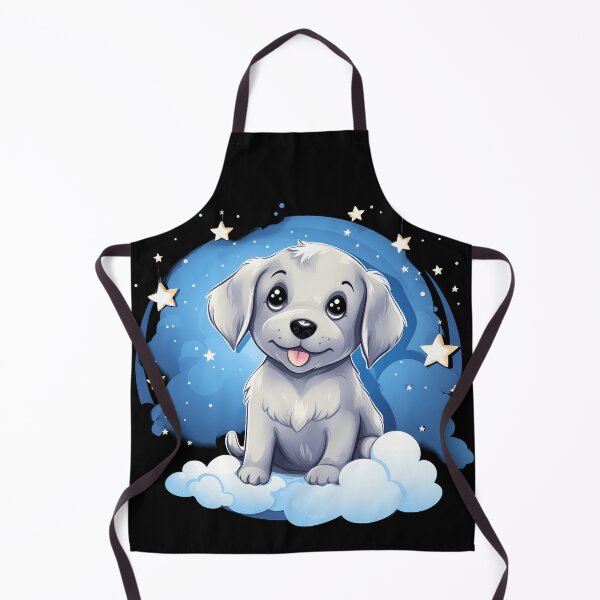 Item preview, Cute silver labrador retriever grey puppy smiling on clouds with starry sky in the background  designed and sold by NBSStore.