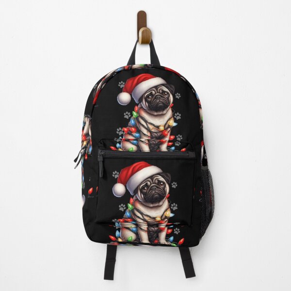 Item preview, Dog Christmas Pug Wrapped with Christmas Lights on Christmas eve 2024 designed and sold by BotunPeony.