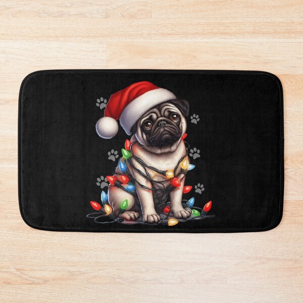 Item preview, Dog Christmas Pug Wrapped with Christmas Lights on Christmas eve 2024 designed and sold by BotunPeony.