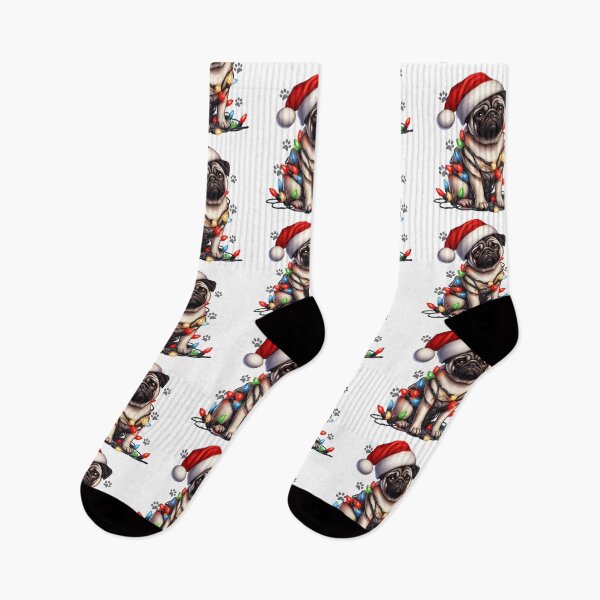 Item preview, Dog Christmas Pug Wrapped with Christmas Lights on Christmas eve 2024 designed and sold by BotunPeony.