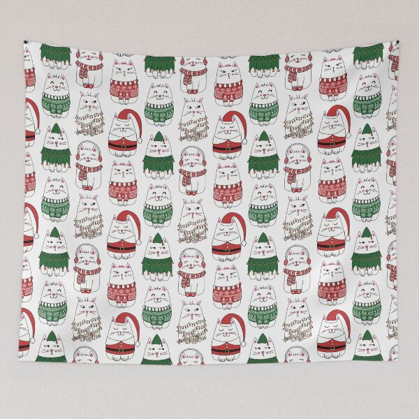 Item preview, Funny Xmas Cat Seamless Pattern designed and sold by JinJinYoon.