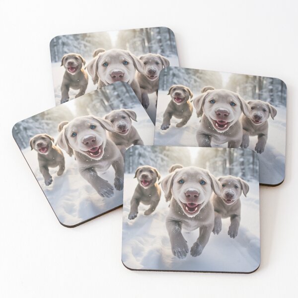 Item preview, Grey Silver Labrador Retriever Puppies Playing In The Snow Photography  designed and sold by NBSStore.