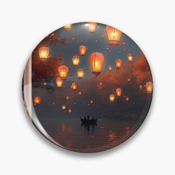Item preview, Lanterns and boat in lake designed and sold by zand-n-zive.