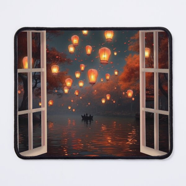 Item preview, Lanterns and boat in lake designed and sold by zand-n-zive.
