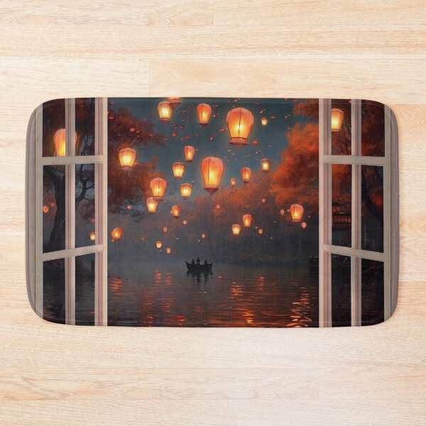 Item preview, Lanterns and boat in lake designed and sold by zand-n-zive.