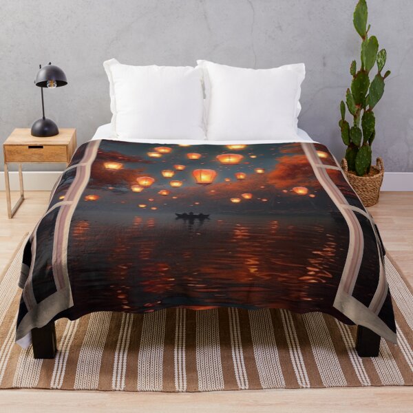 Item preview, Lanterns and boat in lake designed and sold by zand-n-zive.
