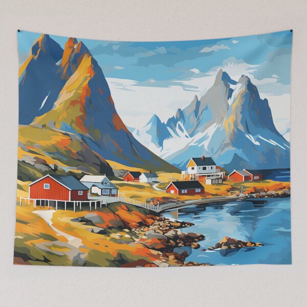Item preview, A Pop Art Travel Print of the Lofoten Islands - Norway designed and sold by StudioRedKoala.