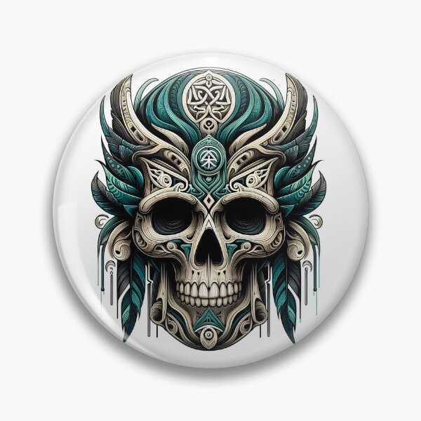 Item preview, Aztec skull in shades of green designed and sold by CollorTrend.
